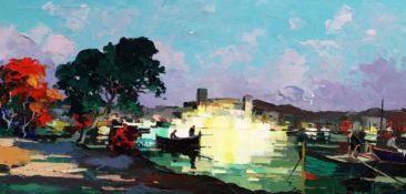 § Cecil Rochfort D`Oyly John (1906-1993)oil on canvas,Cannes at night,signed, inscribed verso,14 x
