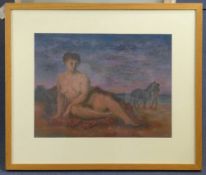 Morris Kestelman (1905-1998)pastel,Figure on beach,signed and dated `47, Boundary Gallery label