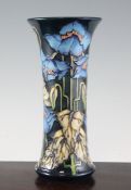 A Moorcroft Blue Rhapsody pattern waisted cylindrical vase, designed by Philip Gibson, c.2001,