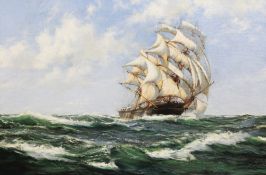 Montague Dawson (1890-1973)oil on canvas,`Rolling Home, American Clipper Ship the Light Brigade`,