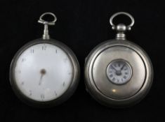 A Victorian silver pair cased half hunter keywind lever pocket watch by W. Wood, Leominster, with