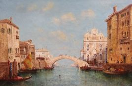 William Meadows (1825-1901)oil on canvas,The Rialto Bridge, Venice,signed,20 x 30in.
