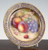 A Royal Worcester fruit painted dessert plate, by Richard Sebright, date code for 1926, painted with