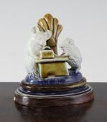 George Tinworth for Doulton Lambeth - a mouse group menu holder, `Electricity`, dated 1885,