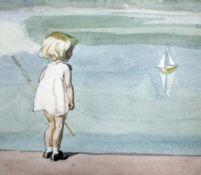 James Henry Dowd (1884-1956)three watercolours,Children at a boating pond and The Famous Five