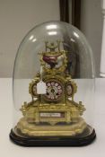 A 19th century French ormolu and Sevres style porcelain mantel clock of architectural form, 13.