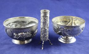 Two early 20th century Chines silver bowls with golf related inscriptions and a Chinese
