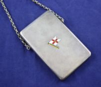 An Edwardian patented silver and enamel card case by Sampson Mordan & Co, of rectangular form,