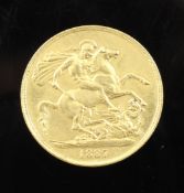 A Victorian 1887 £2 gold gold.