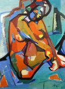 Hilde Goldschmidt (1897-1980)oil on canvas,Seated female nude,initialled and dated `61,35 x 27in.