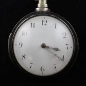 A George III silver pair cased keywind verge pocket watch by Jos. Blundy, Cheshunt, the outer and