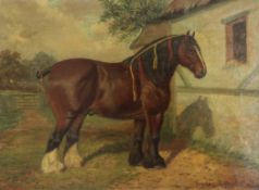 Frederick Albert Clarke (fl.1906-1909)oil on canvas,Portrait of 2 year old stallion Bearwardcote