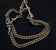 An Edwardian 9ct gold curblink albert chain, 45.9 grams.