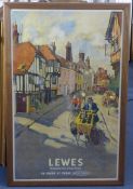 After Terence Cuneocolour lithograph,British Railways poster - `Lewes Go There By Train`,39.5 x 24.