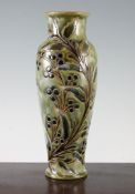 A Doulton Lambeth stoneware vase, by Frank Butler, of elongated ovoid form, incised and polychrome