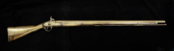 A 19th century muzzle loading percussion shotgun, the side plate with VR crown mark and 1852 Enfield