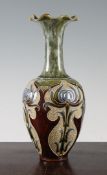 A Doulton Lambeth Art Nouveau stoneware vase, by Eliza Simmance, c.1900, the lobed ovoid body slip