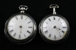 A George III silver pair cased keywind verge pocket watch by John Bridges, Ipswich, with Roman