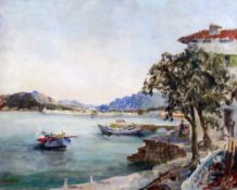 § Francis Russell Flint (1915-1977)oil on canvas,`Still of the Evening, Puerto Polluna`,signed,20