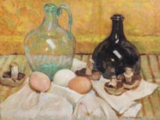 Mary Remington (1910-2003)oil on board,`The green bottle`,signed,13.5 x 17.5in.