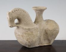 A pottery `horse` vessel, possibly Parthian (3rd-1st century BC), modelled as a horse`s head and