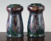 A pair of Morrisware bulb shaped vases, designed by George Cartlidge, decorated with dandelions in