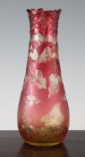 A fine Stevens & Williams Art Nouveau ruby and citrine overlay and intaglio cut glass vase, possibly
