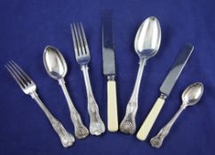 A canteen of late Victorian silver King`s pattern cutlery for six, comprising forty five items