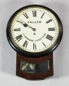 A Victorian ebonised and rosewood drop dial wall timepiece, the painted dial signed Faller Clapham