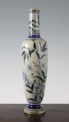 A Martin Bros. stoneware bottle vase, dated 1882, incised and painted with insects amid flowers on a
