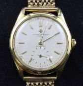 A gentleman`s 1940`s/1950`s 18ct gold Vacheron and Constantin automatic watch, with baton numerals