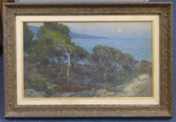 Harry van der Weyden (American, 1868-1952)oil on canvas board,Mediterranean coastal landscape at