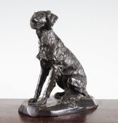 Benedetto Sangiovanni. A bronze figure of a seated English Setter, the oval base marked B.
