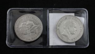 German States - Prussia, Friedrich Wilhelm IV (1840-61) two Thalers: 1841(A) near EF and an 1841(