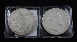 German States - Prussia, Friedrich Wilhelm IV (1840-61),two 2 (Double) Thalers/ 3 1/2 Guldens,