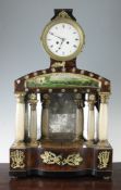 An early 19th century Viennese ormolu mounted mahogany and alabaster mantel clock, of