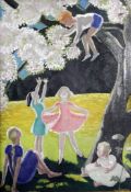 Anna Zinkeisen (1901-1976)oil on canvas,Children beside a flowering tree,signed,18 x 13.5in.