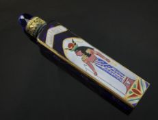An Egyptian gilt mounted painted blue glass scent bottle for Shimy Bros, Artistic Perfumers, of