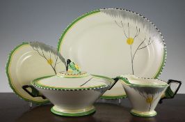 A Burleigh ware Art Deco `Dawn` twenty five piece part dinner service, to include a pair of