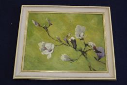 Prue Sapp (1928-2013)oil on canvas,Study of Magnolia blossom,signed,20 x 26in.
