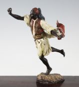 Franz Bergman. A 19th century Austrian cold painted bronze figure of an Arab male running, the