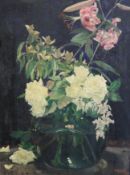 Malcolm Milne (1887-1954)oil on board,Still life of flowers in a glass vase,monogrammed and dated `