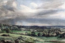 Pietro Annigoni (1910-1988)ink and watercolour,Irish landscape,signed and inscribed Ireland,14.5 x