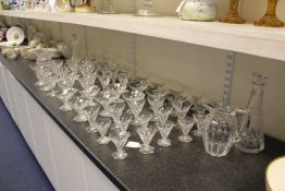 A Val St Lambert sixty seven piece suite of drinking and table glass, each of the drinking glasses