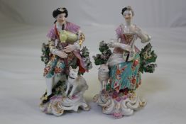 A pair of Derby groups of musicians, c.1770, each figure seated, the gentleman playing bagpipes, the