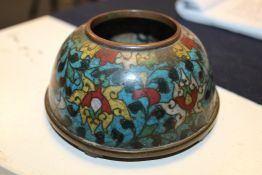 A Chinese cloisonne enamel beehive water pot, Qing Dynasty, decorated to the exterior with lotus