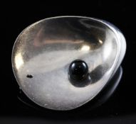 An early 1970`s Georg Jensen sterling silver and onyx brooch, designed by Nanna & Jorgen Ditzel, no.