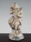 Julian Bell. A terracotta figure of mother and child, with traces of original paint, base