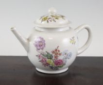 A Chinese export famille rose globular teapot, Qianlong period, painted with floral bouquets,