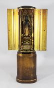 A Japanese black and gilt lacquered travelling shrine, Zushi, 19th century, the black lacquer shrine